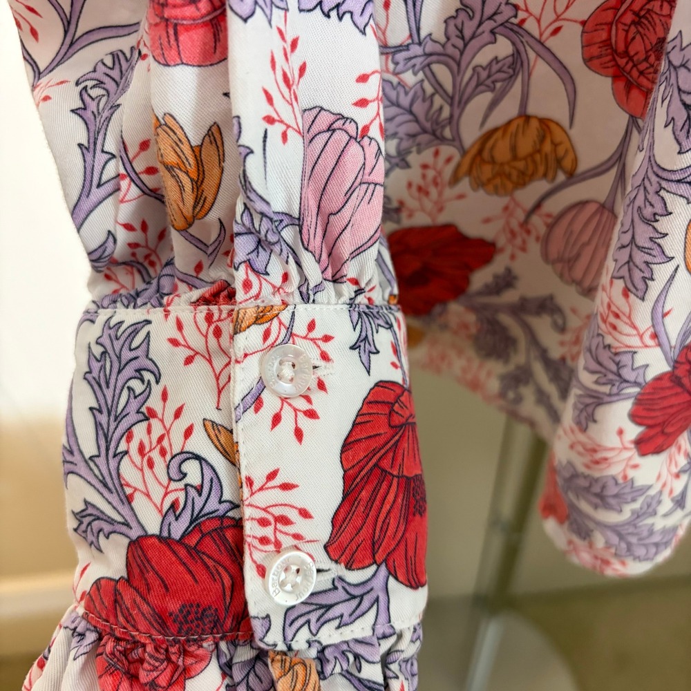 Barbour Nahla Floral Print Ruffle Collar Button Blouse Womens size 8 - Picture 4 of 8